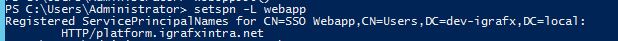 Verifying the principal mapping with setspn.