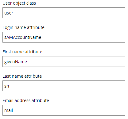 The user attribute mapping step with predefined attribute fields.