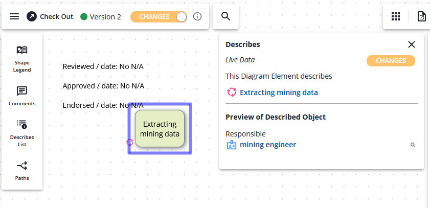 The header showing No and N/A under the Changes toggle.