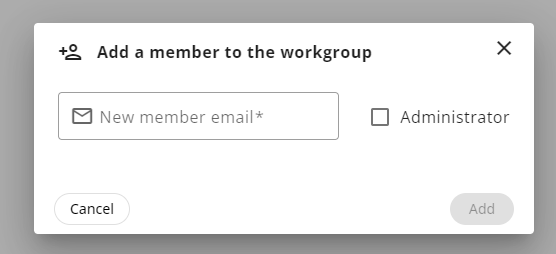 Workgroup member add popin