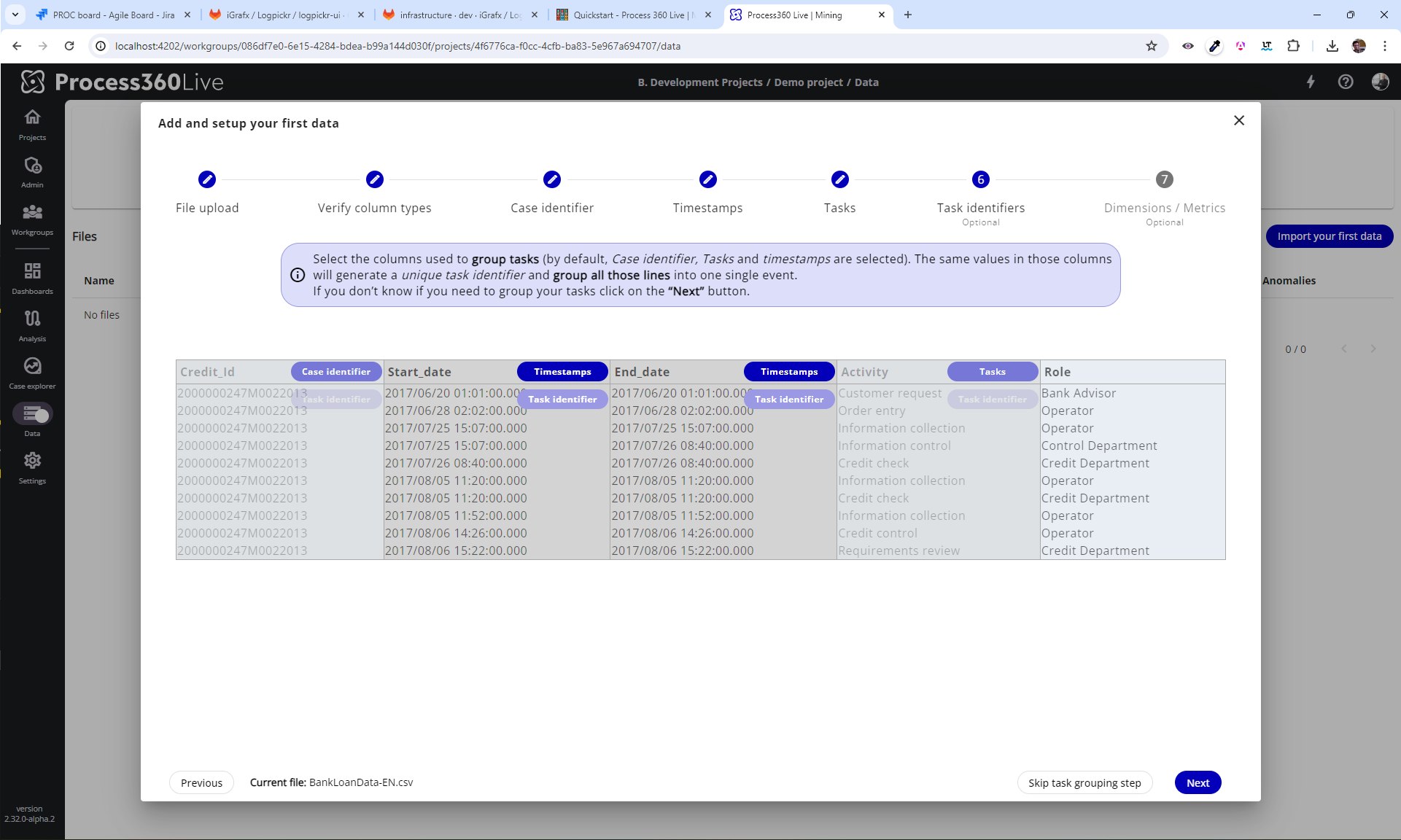 Choose grouped tasks