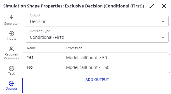 Conditional (First) decision outputs on an Exclusive Gateway.