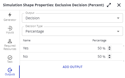 Percentage decision outputs on an Exclusive Gateway.