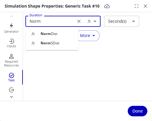 Autocomplete suggesting functions as you type in Expression mode.