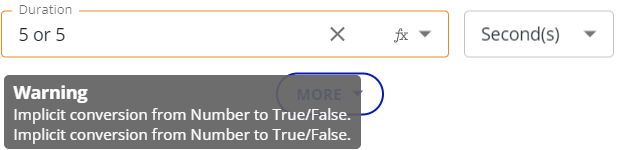 An expression error reported on save.