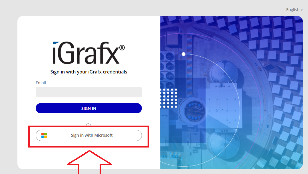 The login page with the Sign in with Microsoft button.