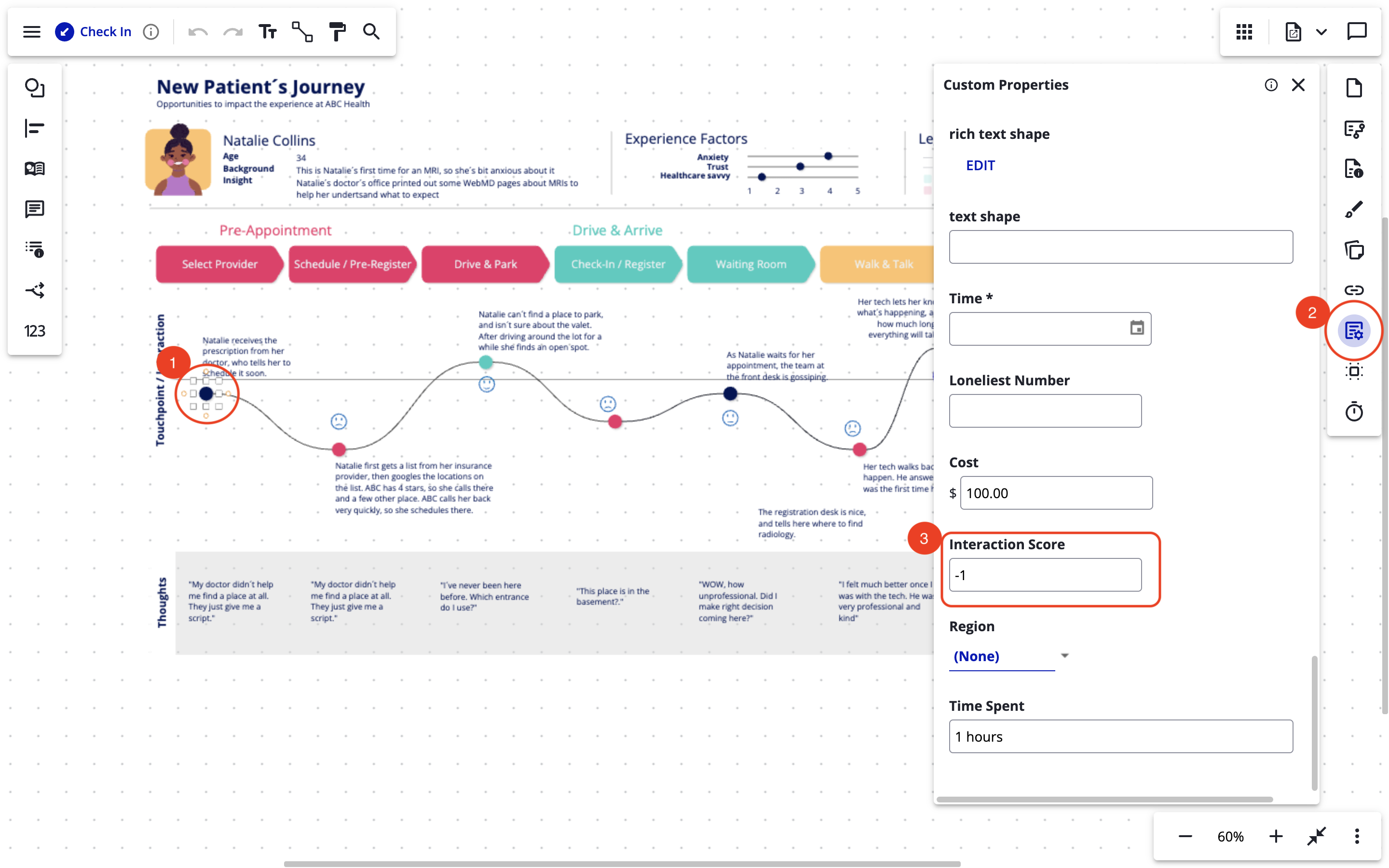 Entering a custom-property value in the Custom Properties panel.