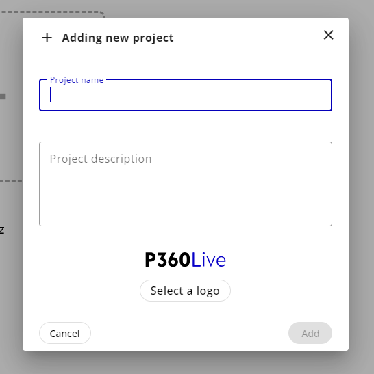 Project creation form