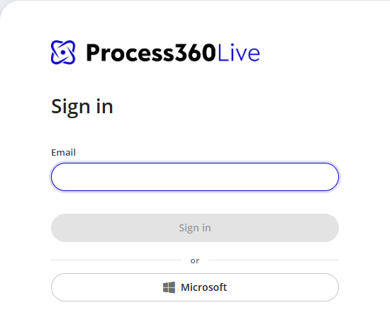 The sign-in page with the Microsoft button below the Email field.
