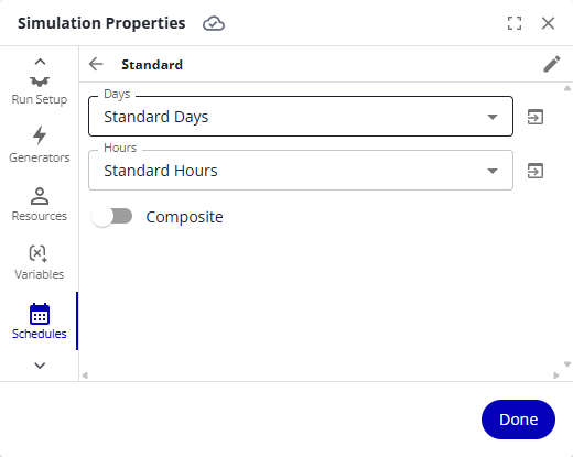 A schedule combining a Days definition and an Hours definition.