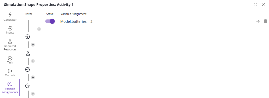 The Variable Assignments tab with the five assignment slots.